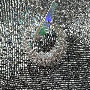 Source Unknown Silver Crystal Hoop Earrings